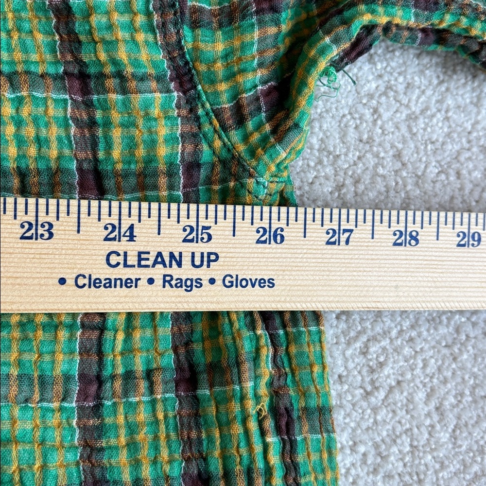 Free People We The‎ Free Cardiff Oversized Gauze Shirt Green Plaid Women’s XS - Picture 11 of 16